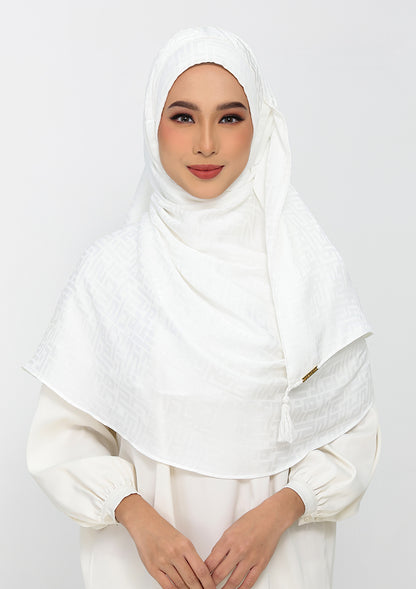 Jacquard White - Instant Hijab with Inner