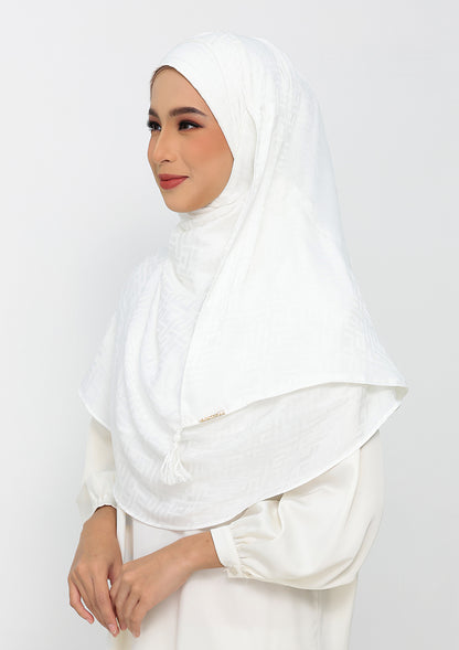 Jacquard White - Instant Hijab with Inner