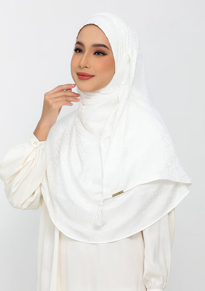Jacquard White - Instant Hijab with Inner