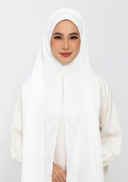 Jacquard White - Instant Hijab with Inner
