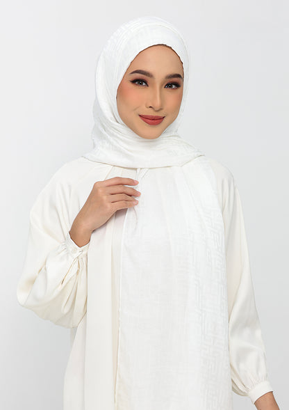 Jacquard White - Instant Hijab with Inner