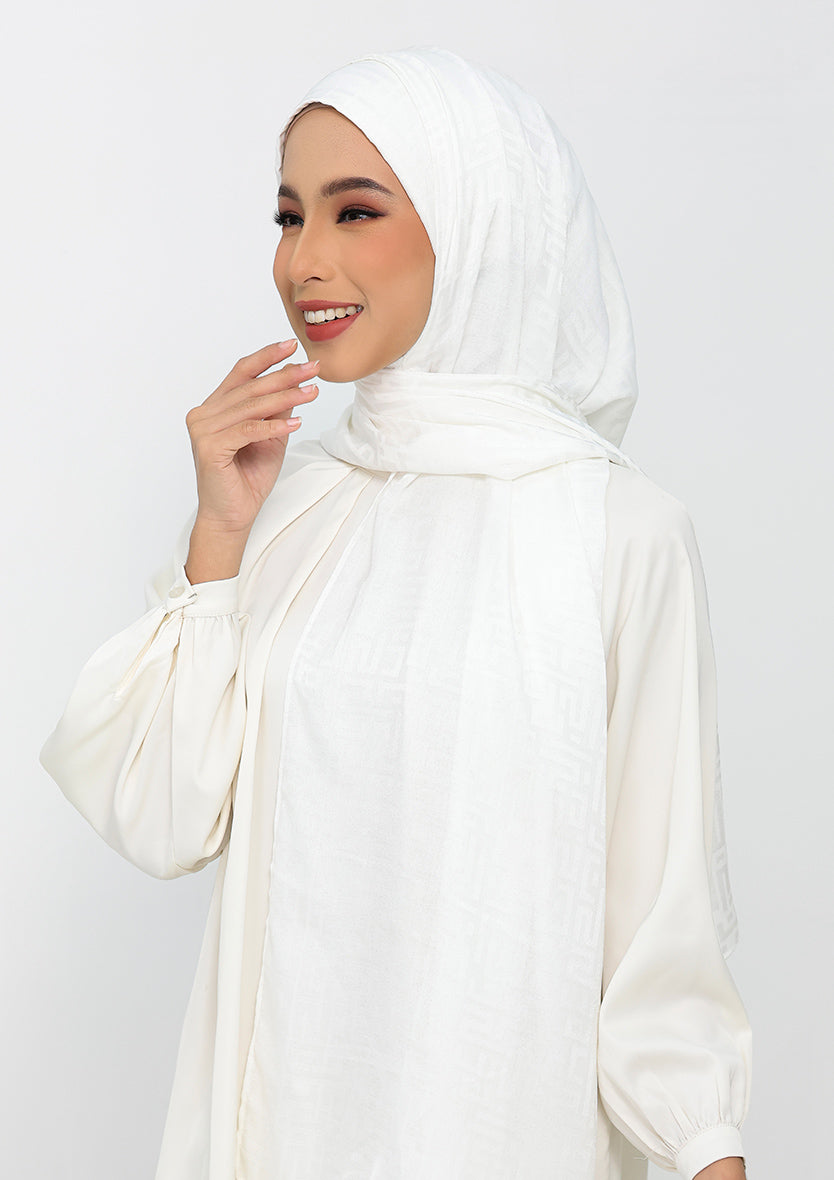 Jacquard White - Instant Hijab with Inner