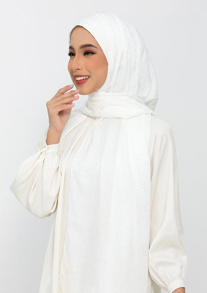 Jacquard White - Instant Hijab with Inner