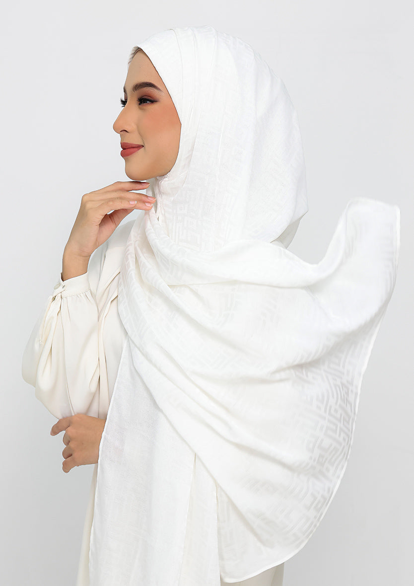 Jacquard White - Instant Hijab with Inner