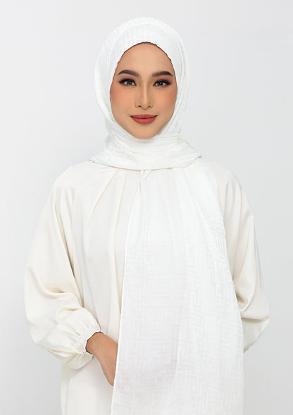 Jacquard White - Instant Hijab with Inner