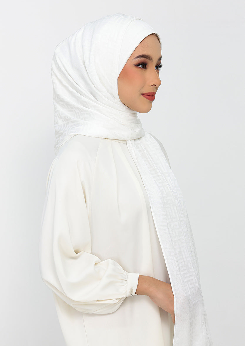 Jacquard White - Instant Hijab with Inner