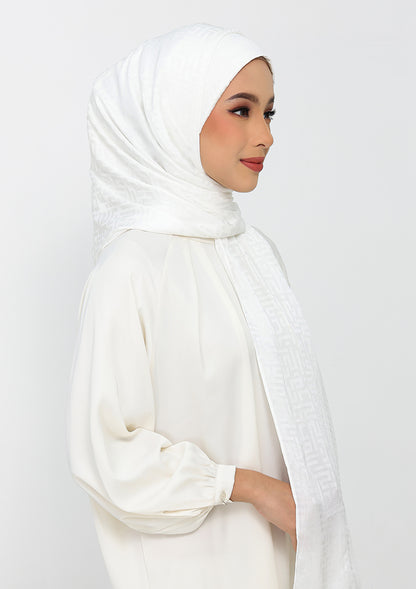 Jacquard White - Instant Hijab with Inner