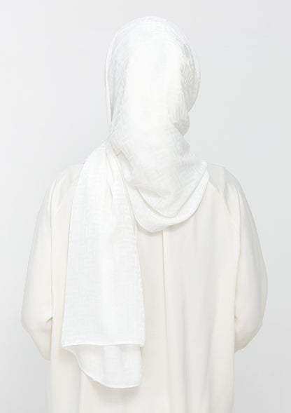 Jacquard White - Instant Hijab with Inner