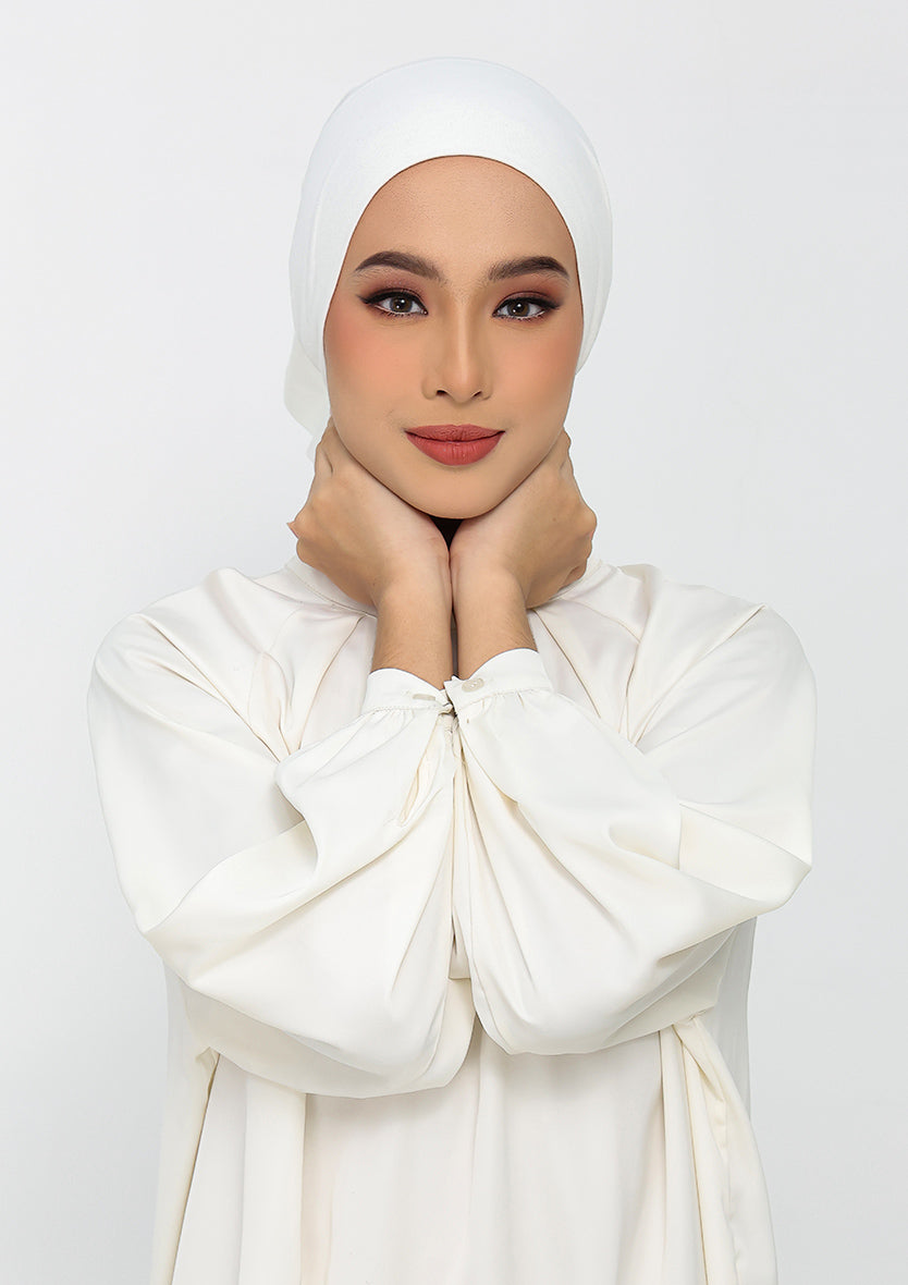 Jacquard White - Instant Hijab with Inner