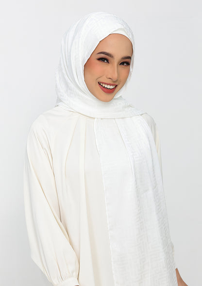 Jacquard White - Instant Hijab with Inner