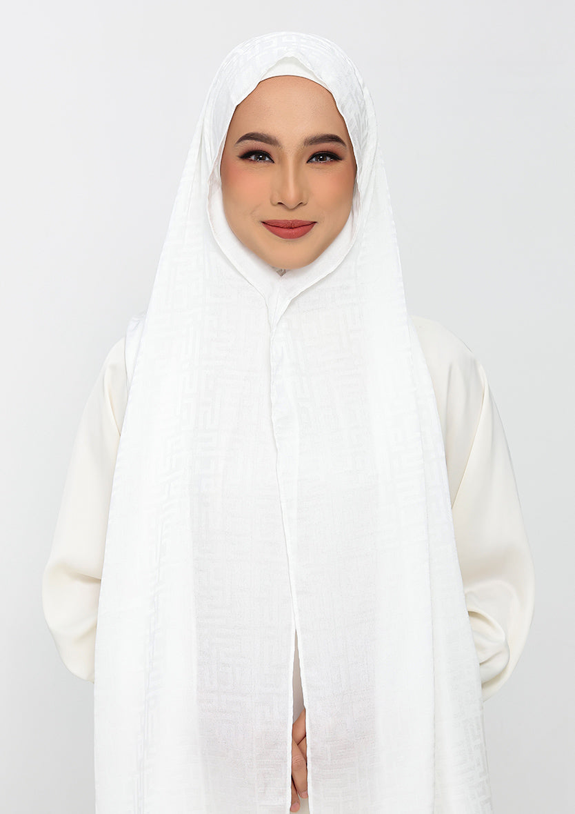 Jacquard White - Instant Hijab with Inner