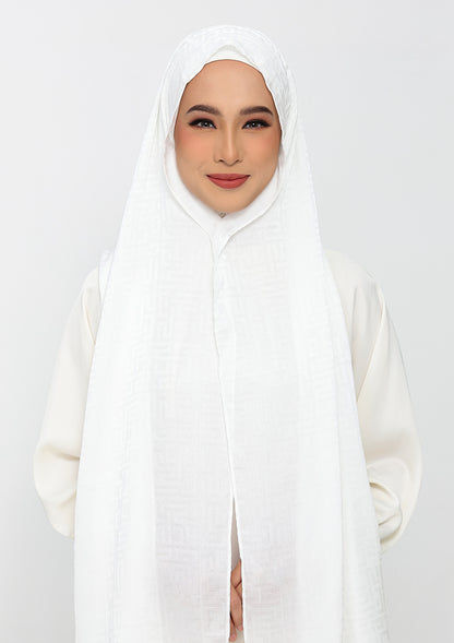 Jacquard White - Instant Hijab with Inner