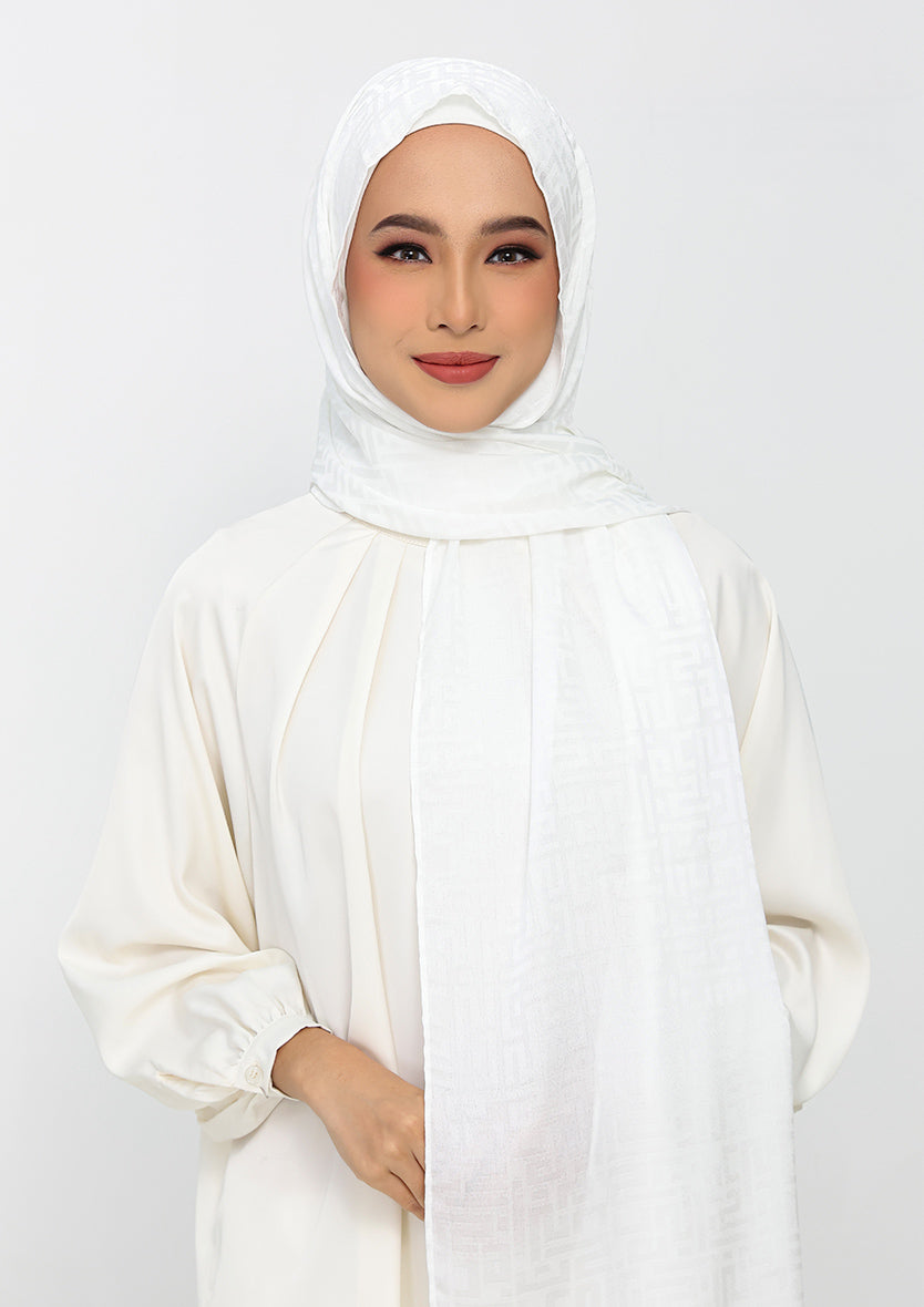 Jacquard White - Instant Hijab with Inner