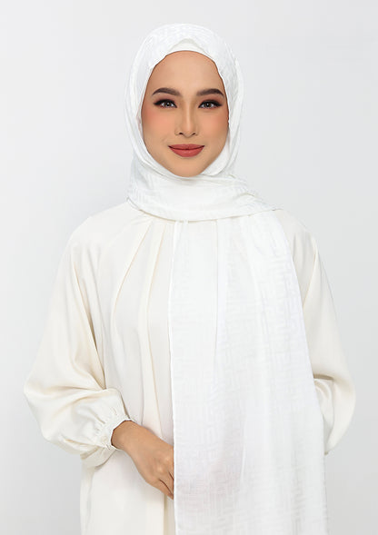 Jacquard White - Instant Hijab with Inner