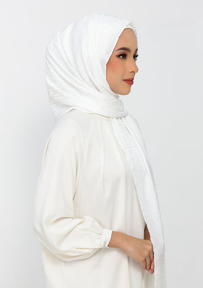 Jacquard White - Instant Hijab with Inner
