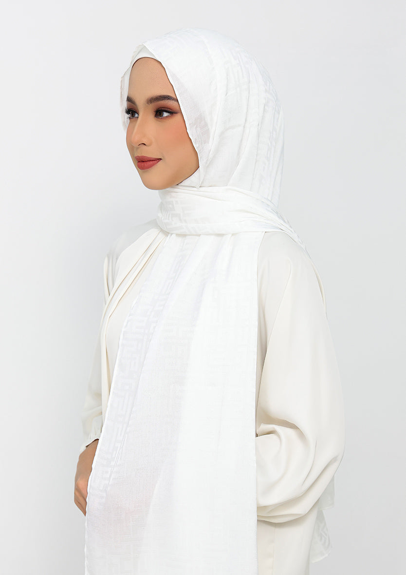 Jacquard White - Instant Hijab with Inner