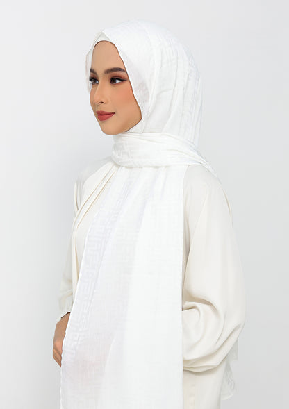 Jacquard White - Instant Hijab with Inner
