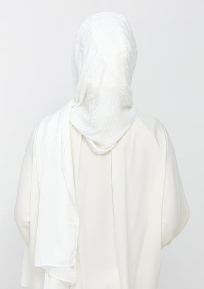 Jacquard White - Instant Hijab with Inner