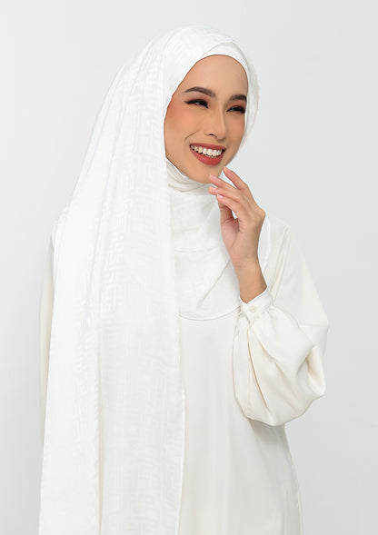Jacquard White - Instant Hijab with Inner