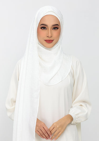 Jacquard White - Instant Hijab with Inner
