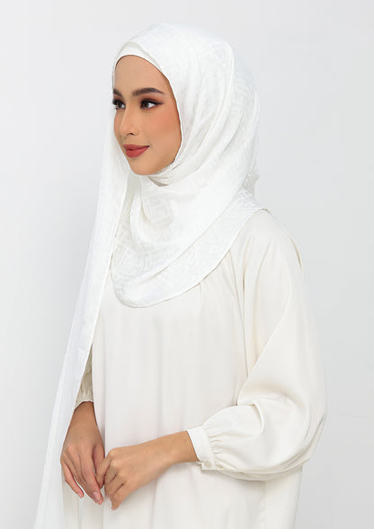 Jacquard White - Instant Hijab with Inner