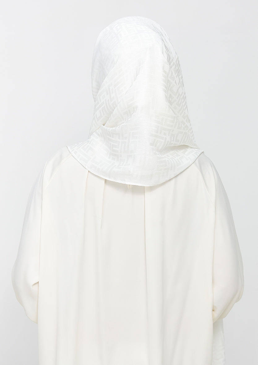 Jacquard White - Instant Hijab with Inner
