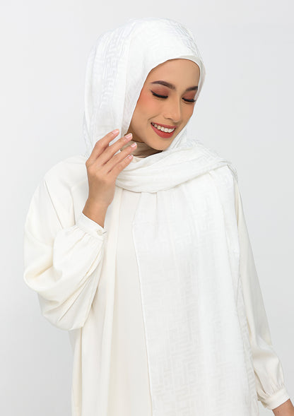 Jacquard White - Instant Hijab with Inner