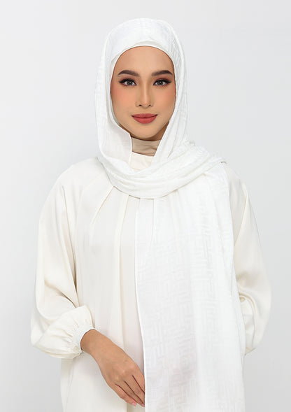 Jacquard White - Instant Hijab with Inner