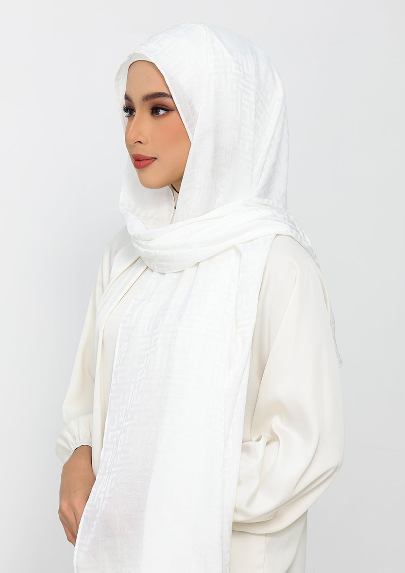 Jacquard White - Instant Hijab with Inner