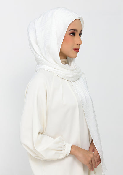 Jacquard White - Instant Hijab with Inner