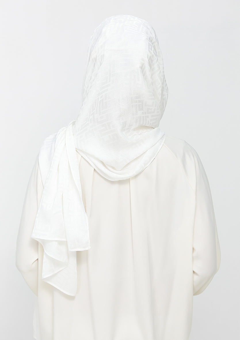 Jacquard White - Instant Hijab with Inner