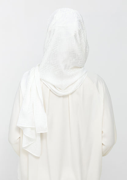 Jacquard White - Instant Hijab with Inner