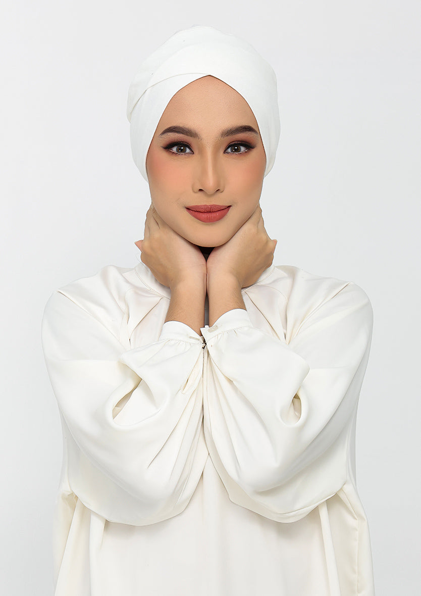 Jacquard White - Instant Hijab with Inner