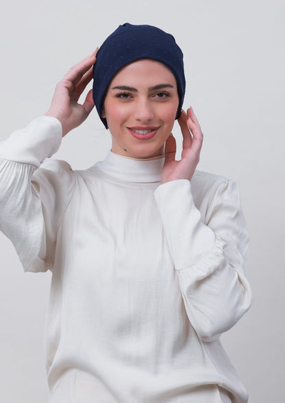 Captain Blue-Plain Mosaic Butti Chiffon - BOKITTA Hijab