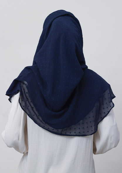 Captain Blue-Plain Mosaic Butti Chiffon - BOKITTA Hijab