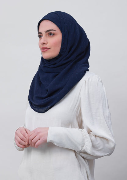 Captain Blue-Plain Mosaic Butti Chiffon - BOKITTA Hijab