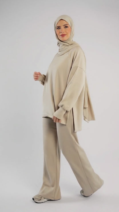 Women’s Modest Two-Piece Soft-Touch Modal Lounge Set – Relaxed Fit – Purple