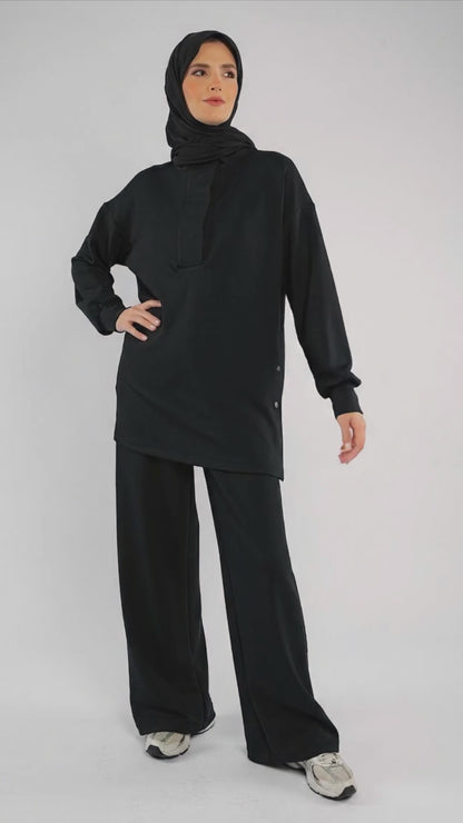 Women’s Modest Two-Piece Soft-Touch Modal Lounge Set – With Half Snap  – Wild Truffle