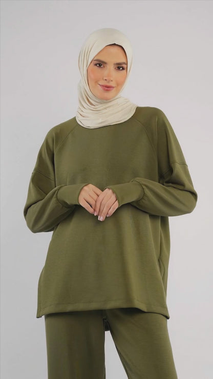 Women’s Modest Two-Piece Soft-Touch Modal Lounge Set – Relaxed Fit – Purple